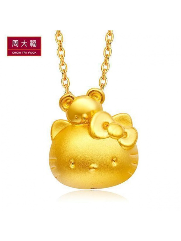 周大福Hello Kitty考拉凯蒂猫足金黄金吊坠R13859