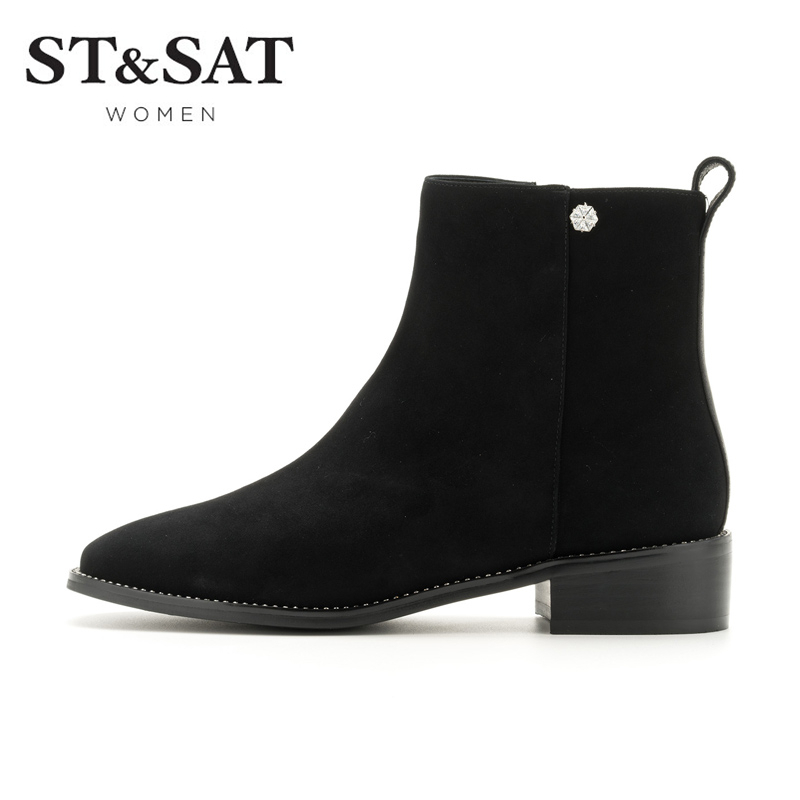 St&Sat/星期六秋冬时尚铆钉低跟短靴女靴SS74116408