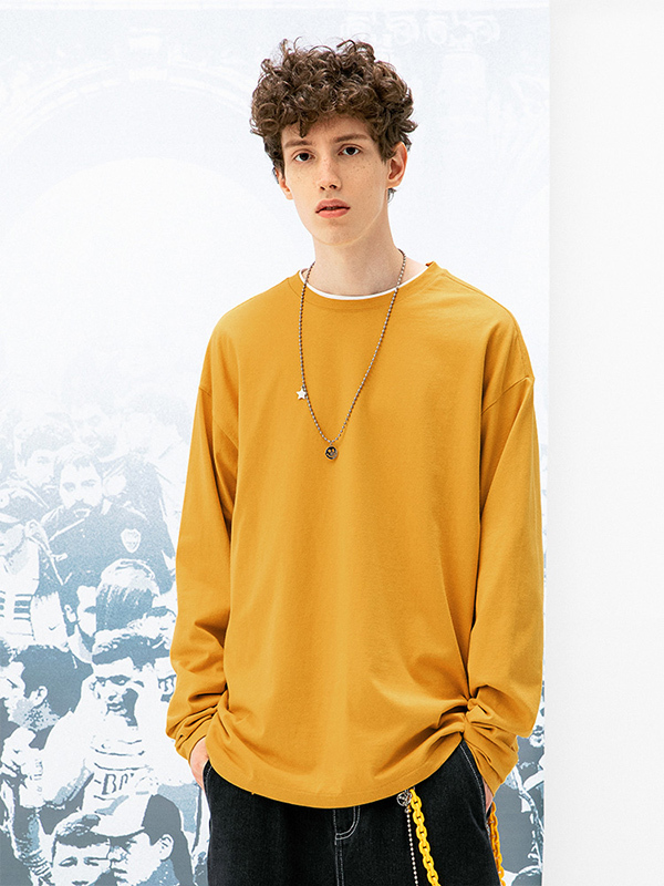 Lilbetter男士长袖T恤宽松oversize上衣休闲纯棉体恤港风上衣男潮【尺码偏大 建议拍小一码】