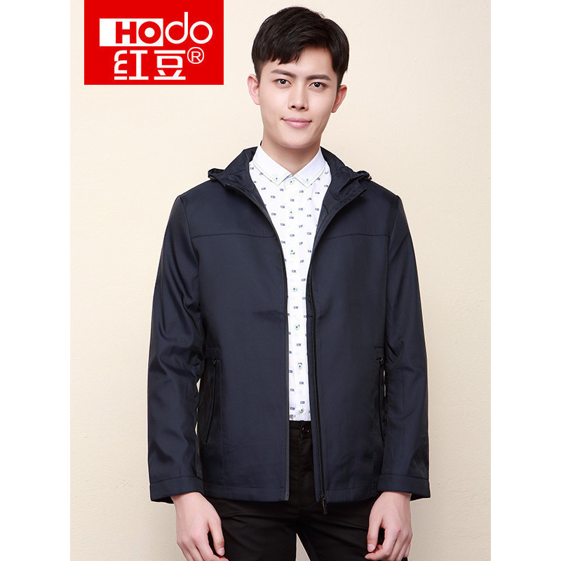 hodo红豆男装春秋季男士夹克轻商务休闲服时尚连帽修身外套男