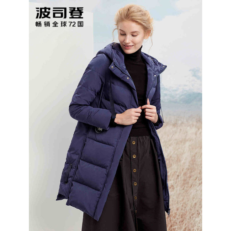 波司登BOSIDENG女士冬季常规款中长款冬装时尚连帽运动保暖羽绒服 女B70141010