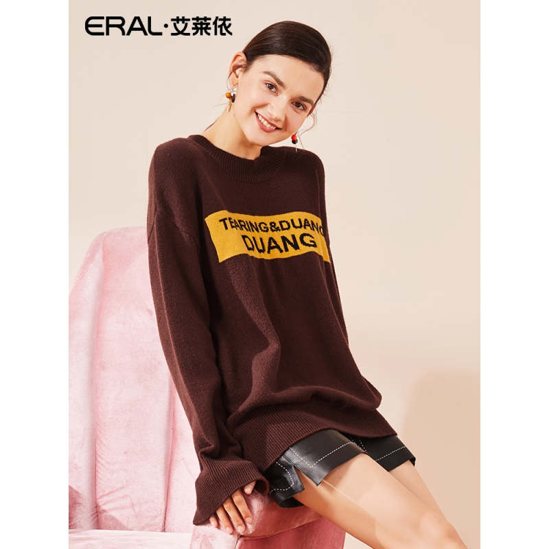 ERAL/艾莱依2018秋冬新圆领短款套头针织衫女601821071