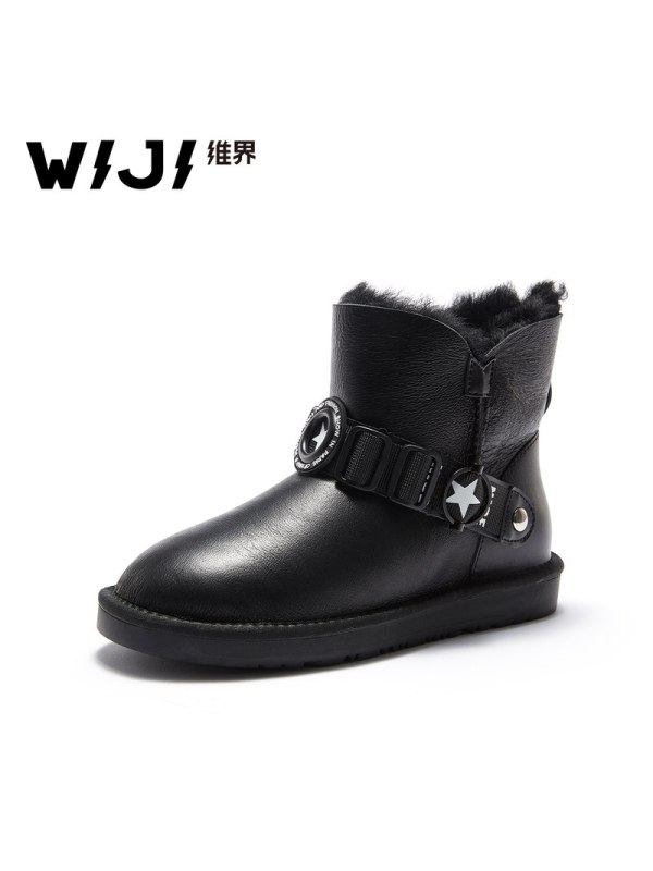 WIJI冬季新款皮毛一体保暖雪地靴舒适休闲个性潮流青春时尚女鞋女