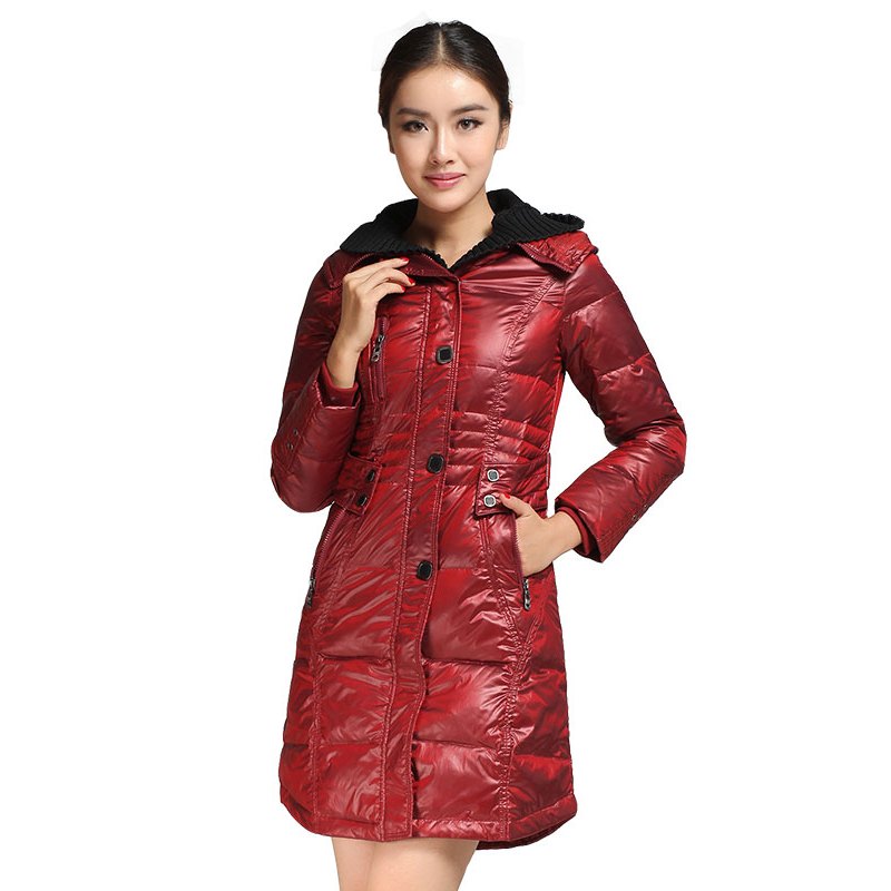 大羽冬装妈妈装羽绒服女中长款连帽保暖中老年女士外套8913