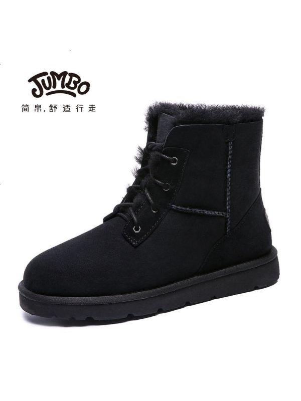 JUMBO简帛冬新品澳洲皮毛一体雪地靴马丁女靴系带运动风靴子5638