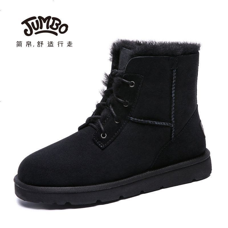 JUMBO简帛冬新品澳洲皮毛一体雪地靴马丁女靴系带运动风靴子5638图片