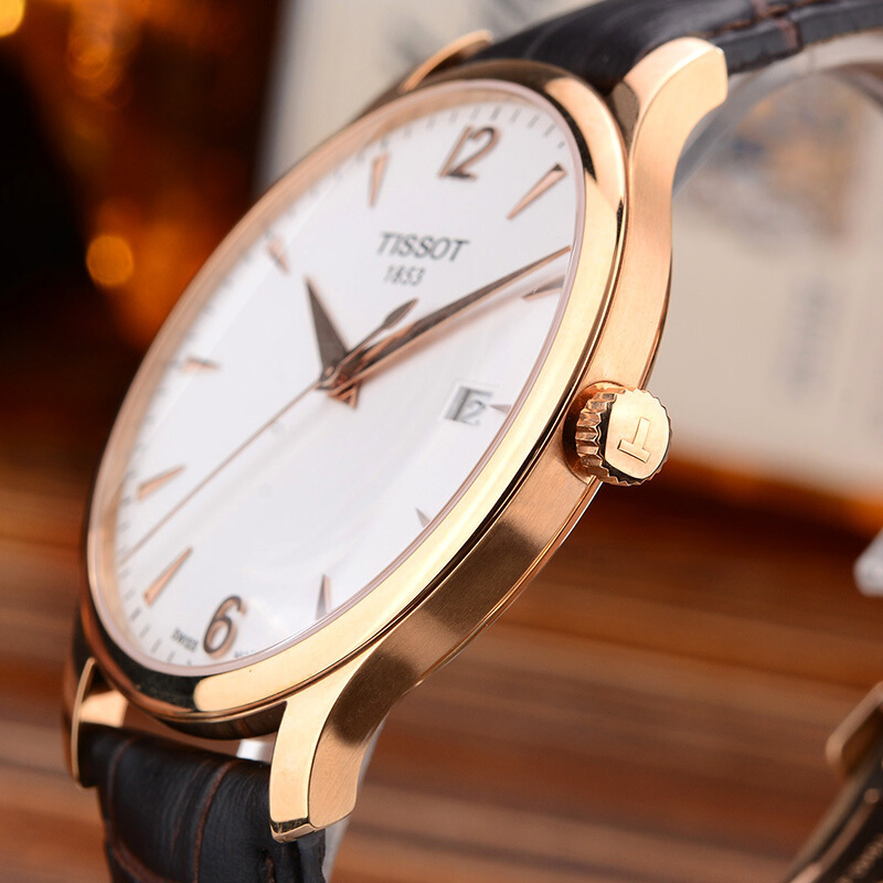 天梭tissot俊雅系列时尚简约皮带石英男士手表t0636173603700
