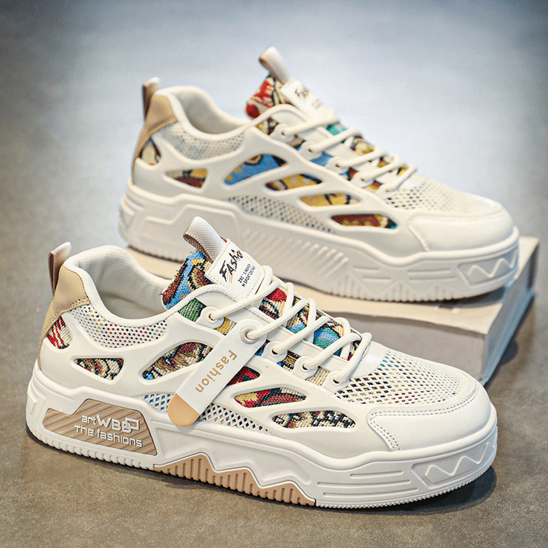 男鞋夏季新款网面小众设计百搭男士板鞋潮牌运动休闲小白潮鞋