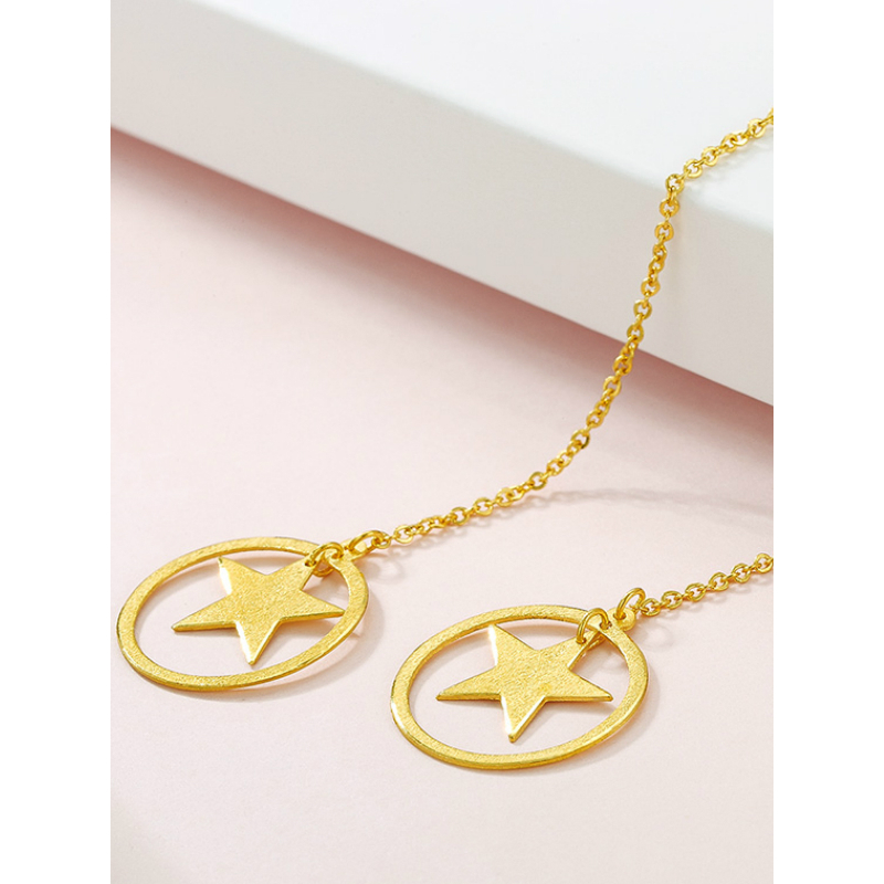 金大福kingtaifook黄金耳饰女士款黄金耳线星星款足金999耳饰黄金耳坠