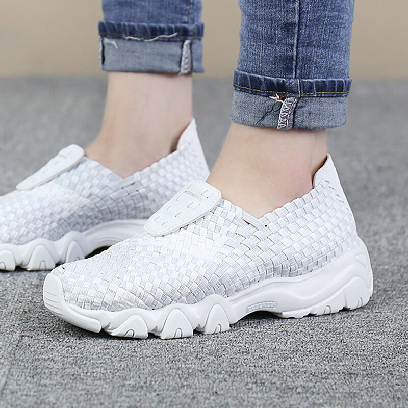 斯凯奇skechers女鞋运动鞋套脚编织休闲鞋88888017