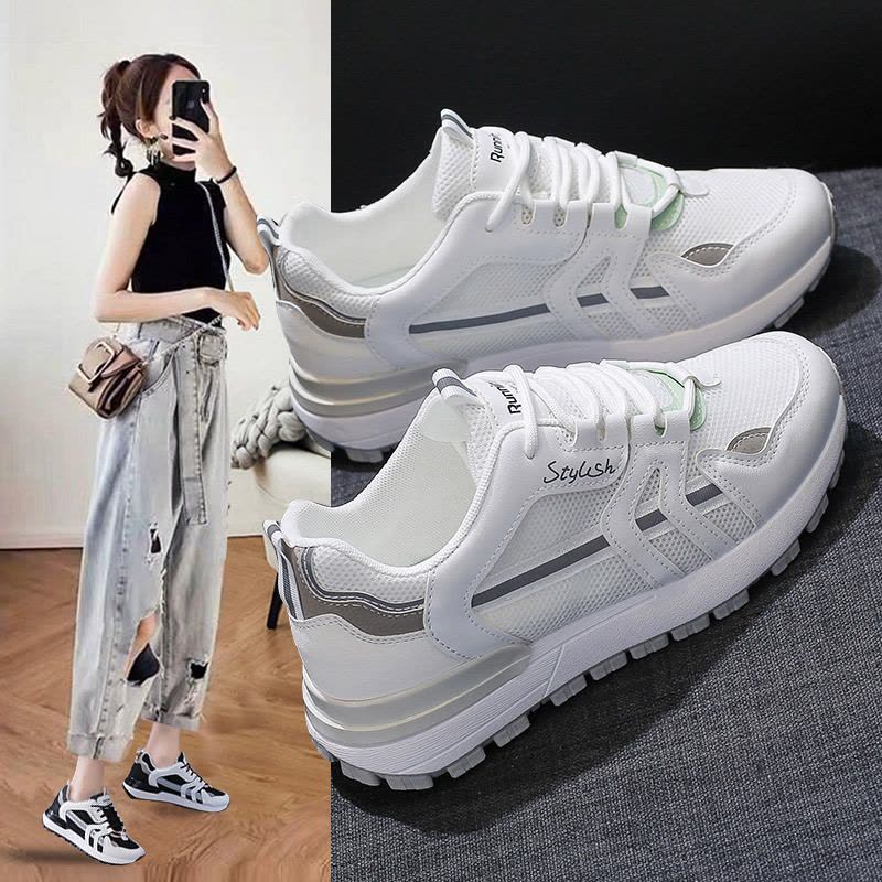 策霸阿甘鞋女2021春季新款运动休闲鞋女韩版百搭老爹透气网面女鞋C06图片