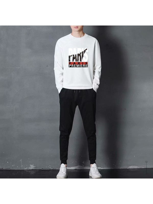 新款男士休闲套装春秋韩版帅气潮流时尚运动印花衣服