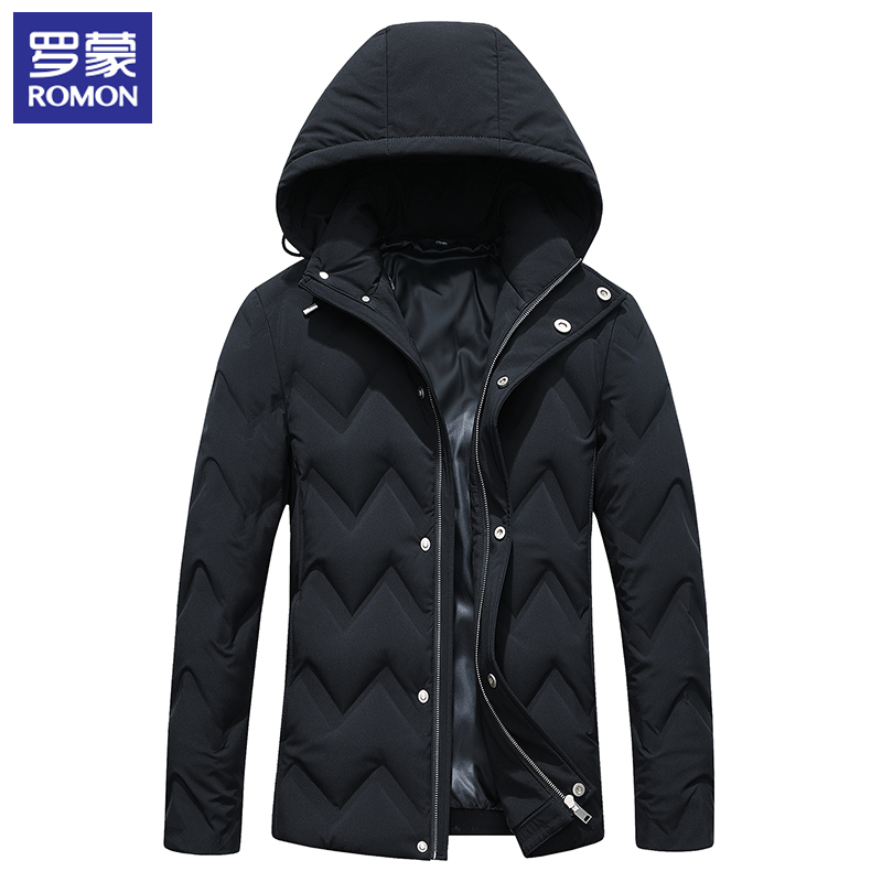罗蒙(ROMON)冬季男士商务休闲连帽羽绒服保暖抗寒