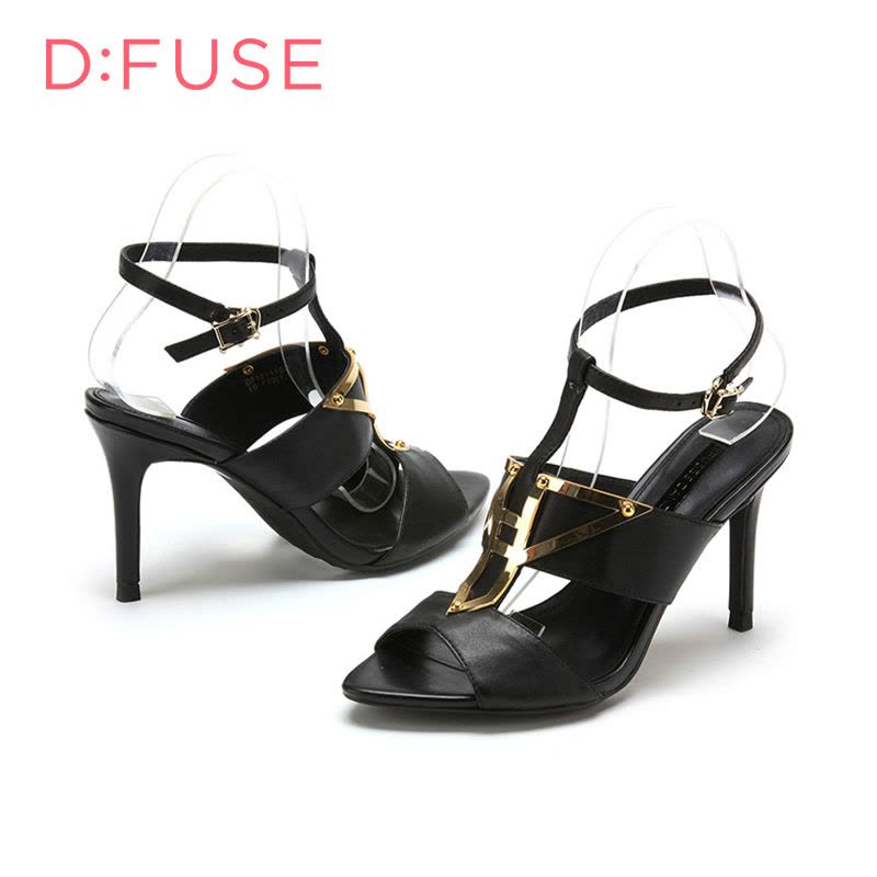 D：Fuse/迪芙斯夏羊皮革高细跟露趾女鞋凉鞋DF52111023图片