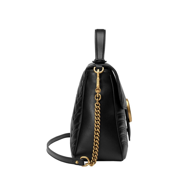 GUCCI 古驰 gucci女包 女士黑色金属双G单肩标斜挎包498109DTDIT1000