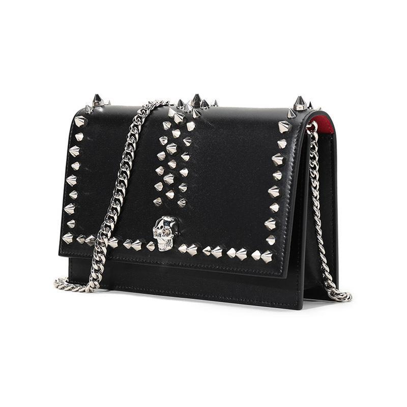 ALEXANDER MCQUEEN 亚历山大·麦昆 女士 牛皮革Skull单肩斜挎包链条包 613088 1LY40