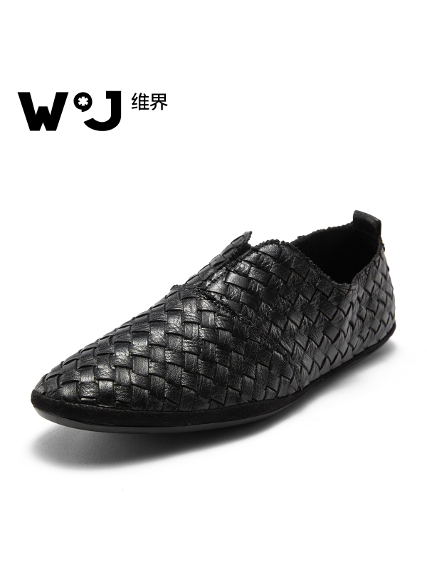 维界维界夏季新款男士韩版潮流时尚乐福鞋黑色平底百搭休闲鞋懒人鞋潮