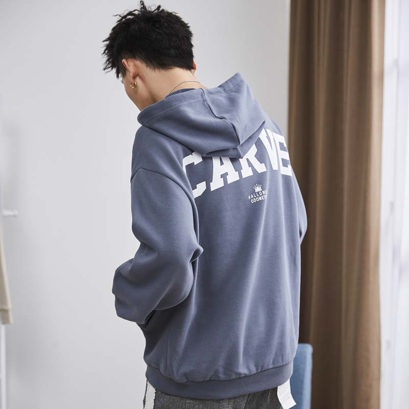唐狮2019春季新款卫衣男士连帽后背印花潮流韩版宽松学生外套潮牌