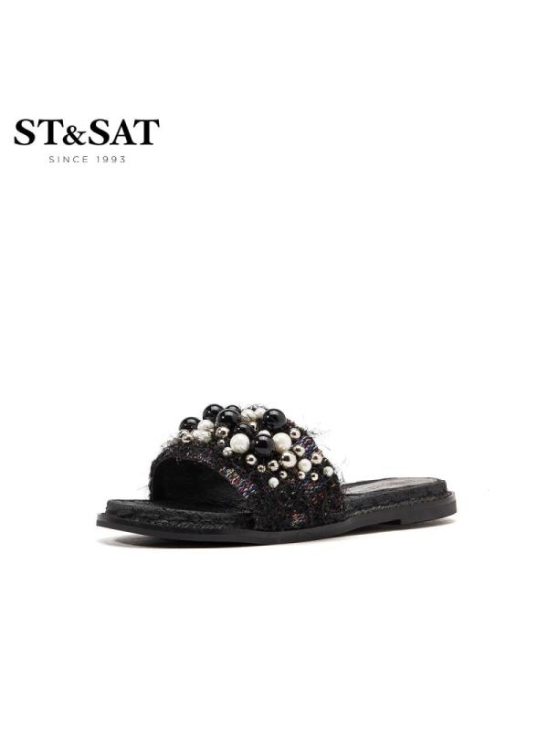 ST&SAT/星期六凉拖平底舒适露趾可外穿女鞋SS92110367