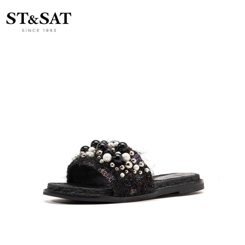 ST&SAT/星期六凉拖平底舒适露趾可外穿女鞋SS92110367图片