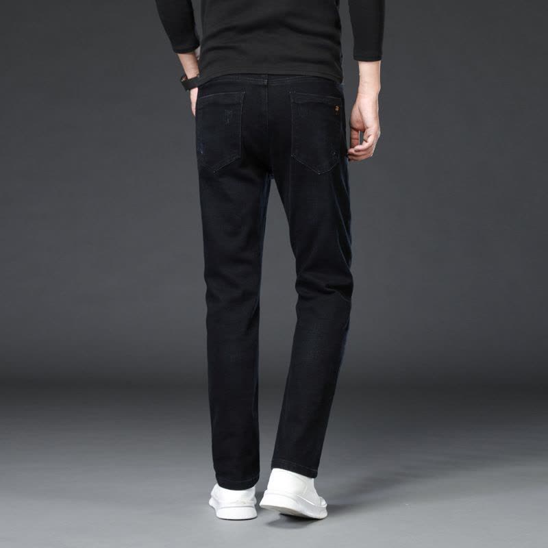 春秋男式弹力常规牛仔裤男青年韩版宽松小直筒长裤男装百搭休闲裤图片