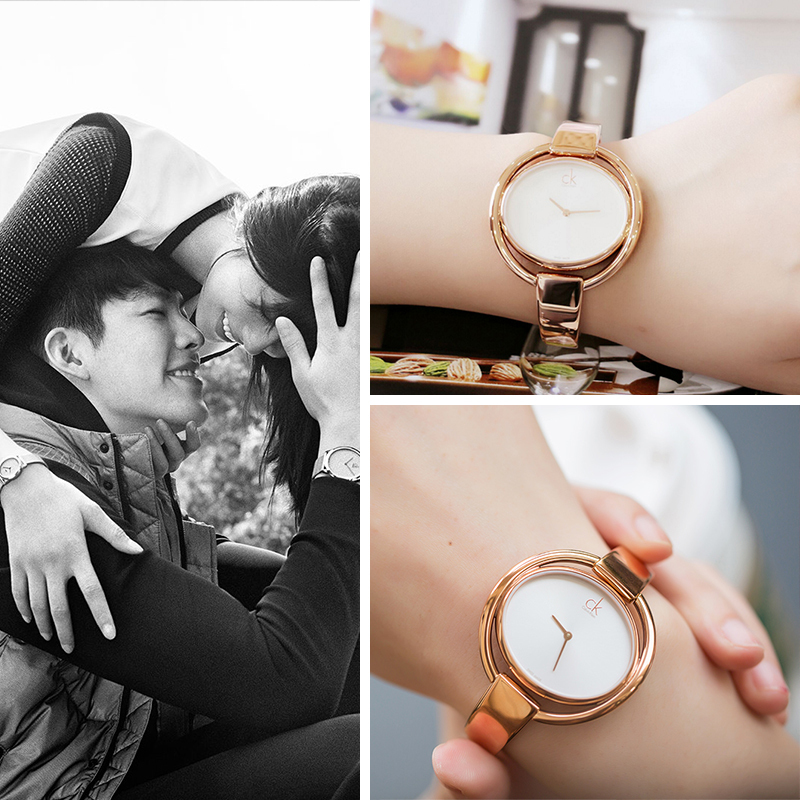 calvinklein手镯式钢带女士手表石英女表k4f2n616
