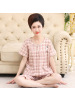 纯棉睡衣女夏季短袖韩版七分裤中老年妈妈高贵大码家居服套装
