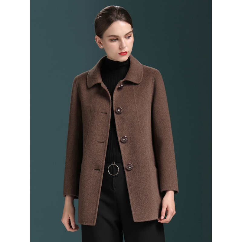 女士毛呢大衣秋冬款双面呢羊毛大衣气质中年女装秋冬时尚毛呢外套