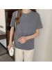 6535棉 韩版纯色复古短袖T恤女新款百搭宽松学生显瘦休闲上衣