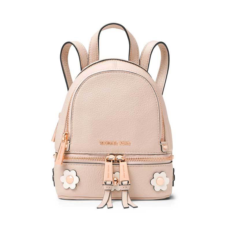 MICHAEL KORS 迈克·科尔斯双肩包 女软荔枝纹牛皮花草休闲拉链背包MINI 30S8GEZB0U