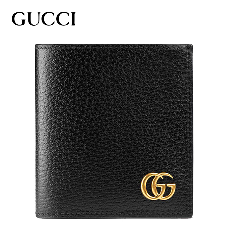 GUCCI 古驰 钱夹奢侈品男士钱包竖包钱夹卡包双G金属标