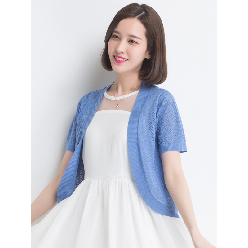 恒源祥女士针织开衫夏款含桑蚕丝薄款防晒空调衫针织衫开衫女短款披肩