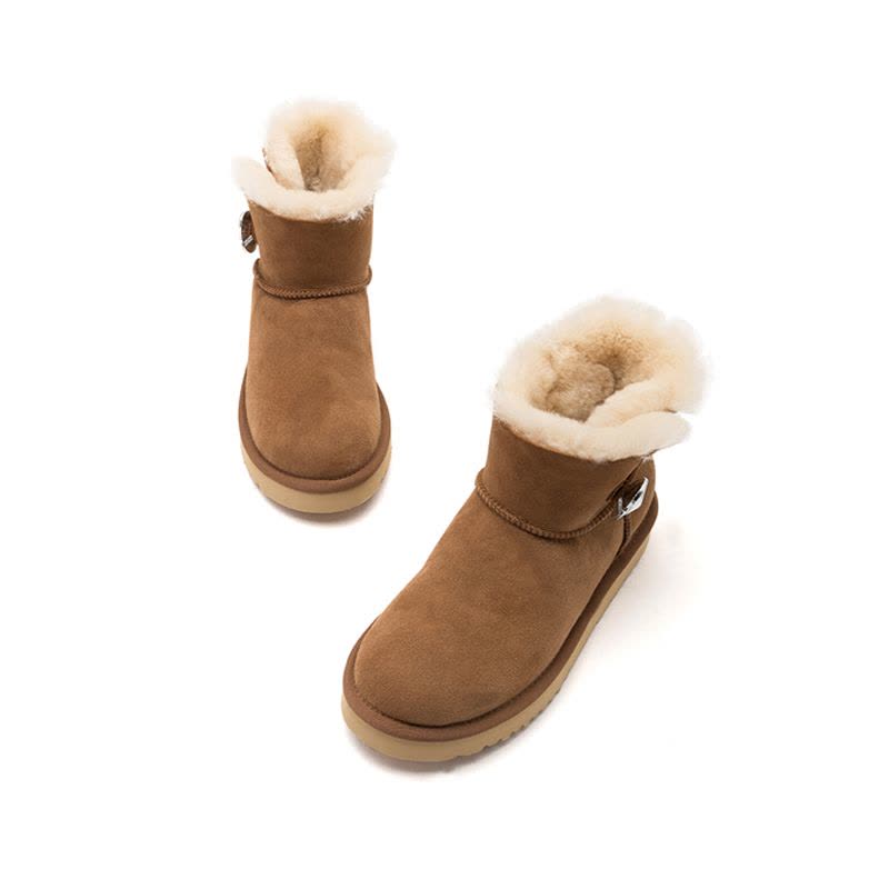 St&Sat/星期六冬季新款圆头低跟绒里雪地靴女靴SS9411A483图片