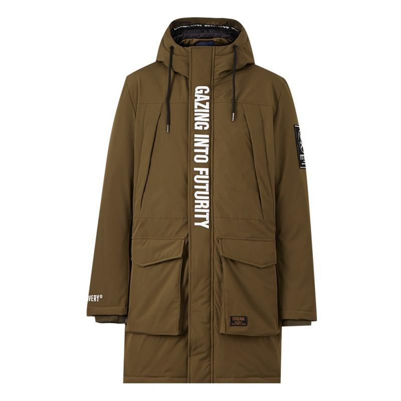 美特斯邦威羽绒服男2018冬季新款潮流字母长款连帽青少年外套男661594