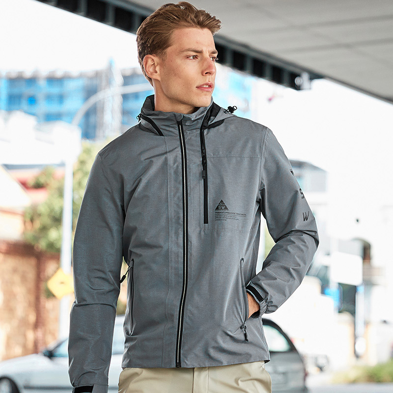 七匹狼运动夹克男可隐藏帽时尚防风冲锋衣短款户外防泼水