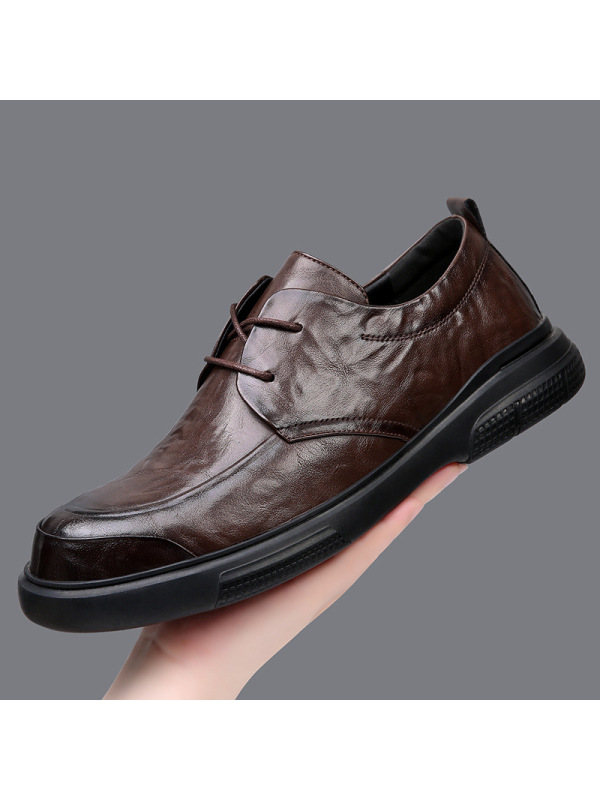 2025春季新款男鞋真皮厚底透气软底商务休闲鞋潮百搭正装皮鞋男士