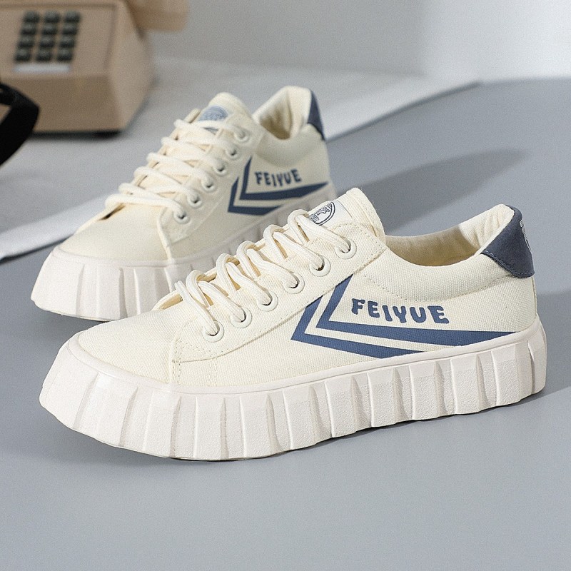 飞跃(FEIYUE)新款百搭透气板鞋厚底舒适拼色帆布鞋女款