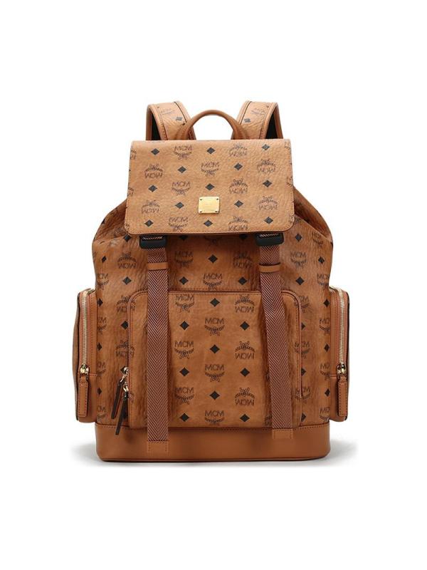 mcm男女中性涂层帆布配皮双肩包背包mmkaabg02