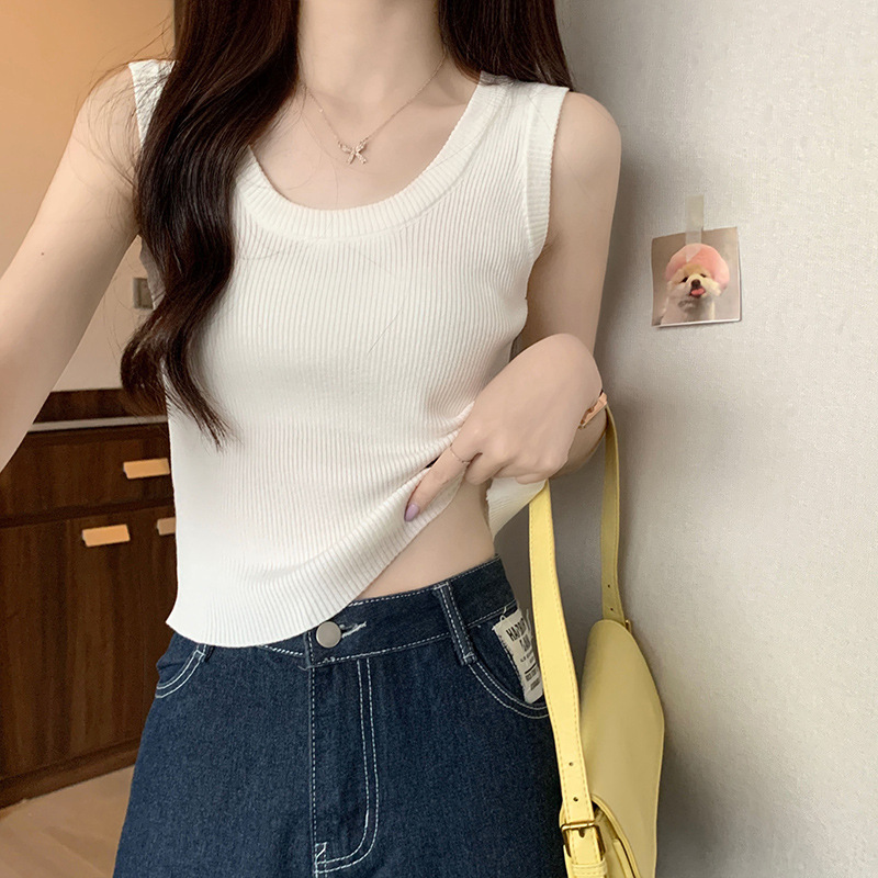 无袖外穿吊带工字背心女夏季针织修身内搭防走光打底衫内搭潮
