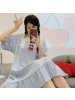 睡裙夏季女棉质短袖可爱卡通网红睡衣女夏天宽松女士春夏款家居服