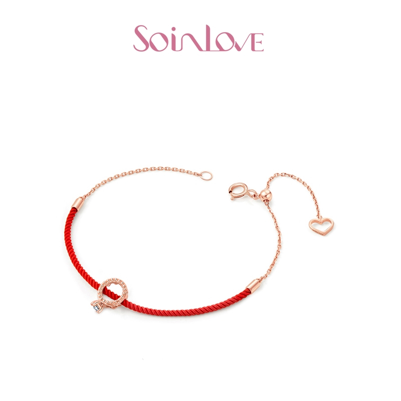 周大福Soinlove 蜜豆红绳款18K金钻石手链 送礼推荐VU678
