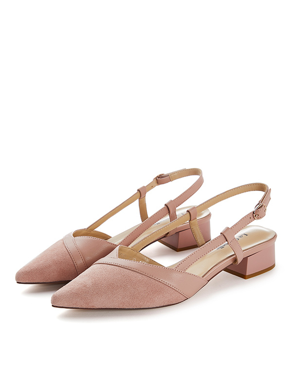 拉夏贝尔凉鞋女2019新款夏季时尚中跟温柔风一字带仙女粗跟女鞋子