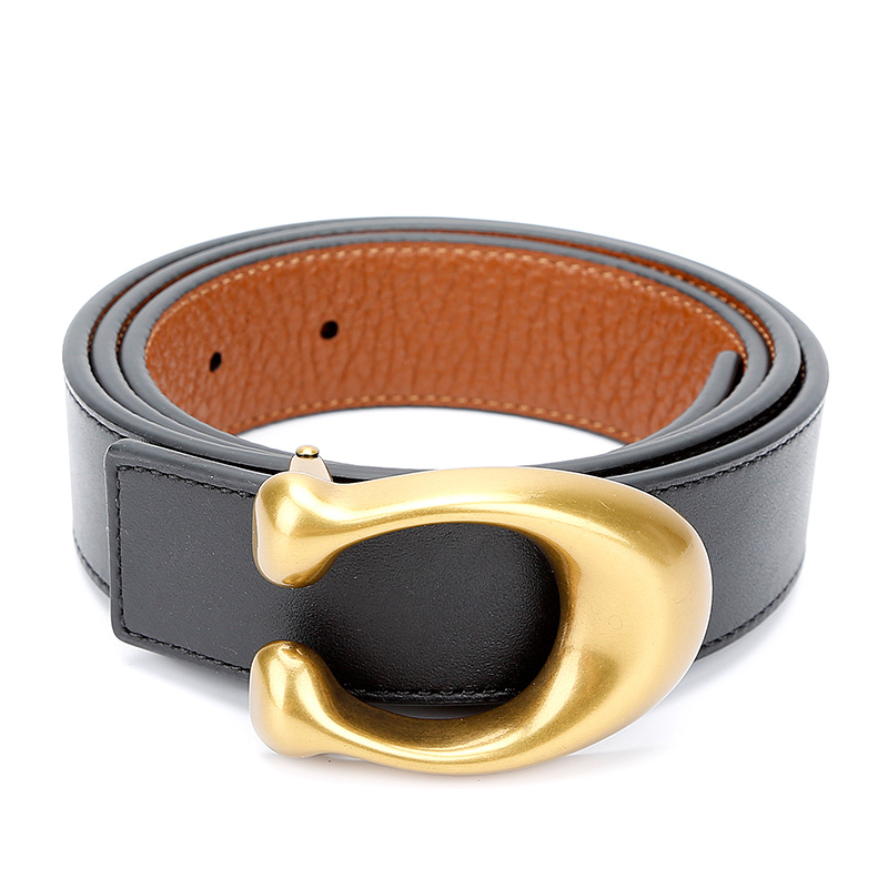 自营新品蔻驰coach品女士专柜款双面人造革配皮腰带皮带黑色