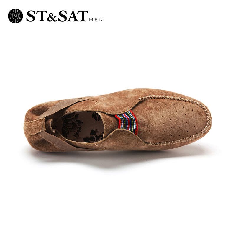 星期六(ST&SAT)男鞋牛皮革松紧带圆头平底休闲皮鞋SS51129208图片