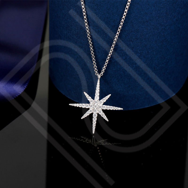 apmmonaco银镶晶钻流星项链吊坠女锁骨链气质简约项链rp9606ox