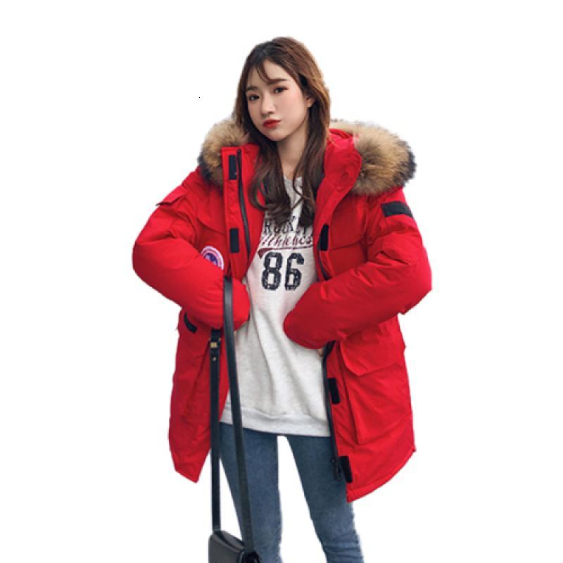 拉夏贝尔2020新款工装棉服女保暖御寒ins中长款情侣外套