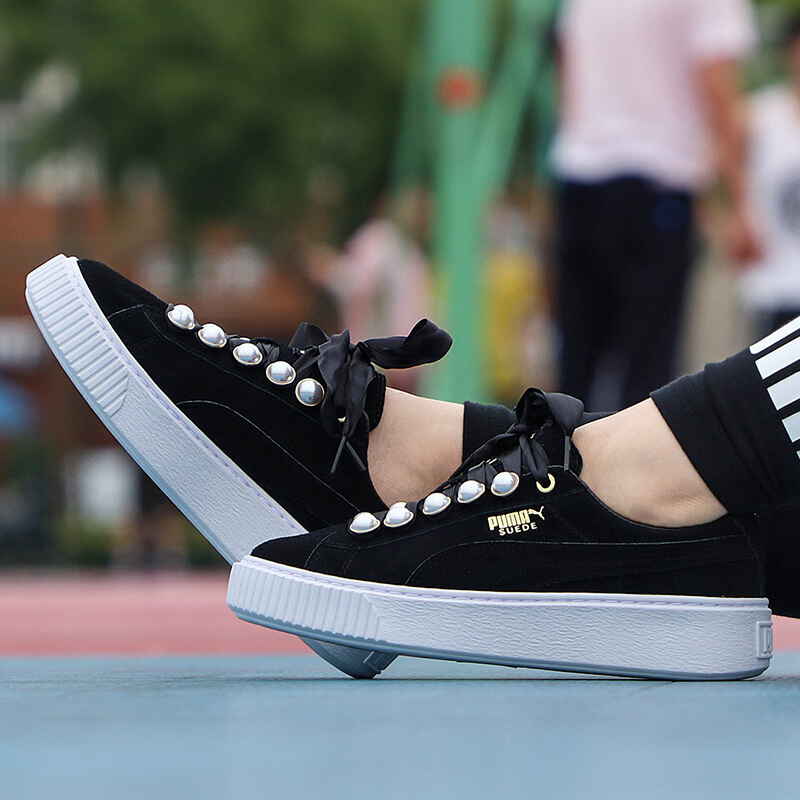 Puma 彪马 女鞋 蕾哈娜低帮板鞋珍珠丝带厚底松糕鞋休闲鞋 1PU36668801