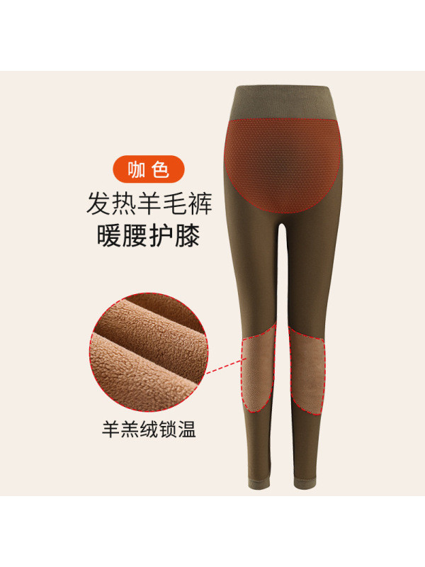 品牌秋冬季高腰收腹羊毛打底裤高弹发热德绒秋裤女紧身贴片保暖裤