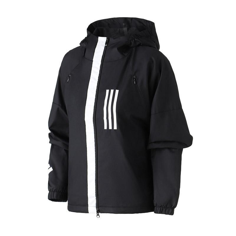 adidas女服外套夹克连帽WND防风休闲运动服DZ0034 L DZ0034黑色