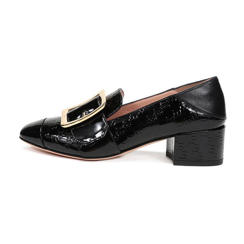 BALLY 巴利 女士 羊皮方扣装饰可踩脚单鞋乐福鞋中跟鞋 JANELLE 40 BB EM